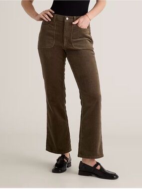Quince Organic Stretch Corduroy Flare Pants Seaweed Green Size 6